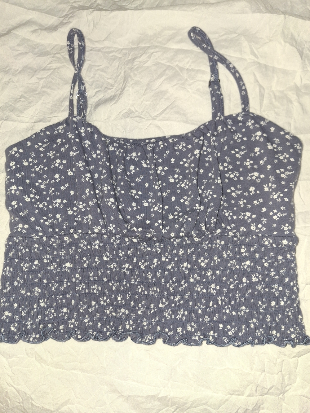 Hollister Blue Floral Smocked Cami Tank